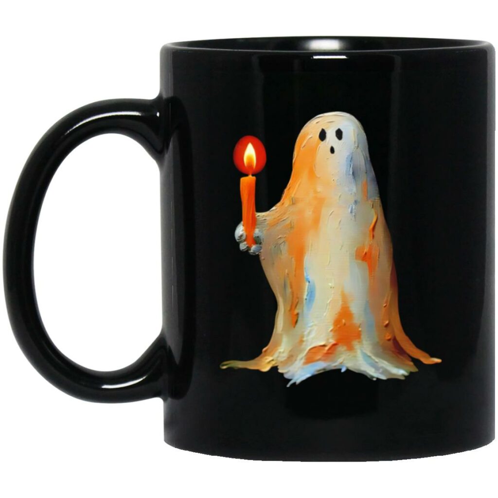 Ghost Holding A Candle Halloween Mug