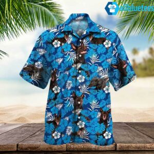 Australian Kelpie Blue Floral Pattern Hawaiian Shirt