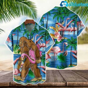 Bigfoot Flamingo Hawaiian Shirt