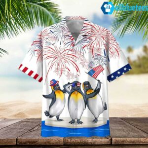 Funny Hawaiian Shirt 4th Of July Penguins Hawaiian Shirt