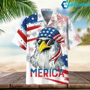 July 4th Independence Day American Eagle Mullet Bald Hawaiian Shirt